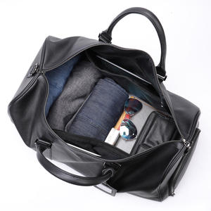Sac de voyage extensible en cuir véritable pour homme <span class=keywords><strong>Marant</strong></span>, fermeture à cordon, imperméable, durable, compartiment à chaussures, bandoulière, forme baril - Product Image 1