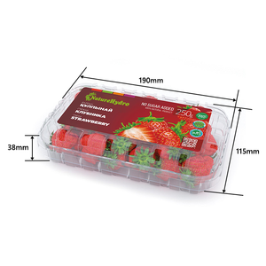 250g dâu tây hộp nhựa tái chế trái cây cấp thực phẩm dâu tây vỏ sò container với lỗ - Product Image 3