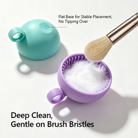 Nettoyeur de pinceaux de maquillage en silicone personnalisé, outil de lavage portable avec bol de nettoyage, laveur manuel d'éponges de beauté pour les voyages et la maison