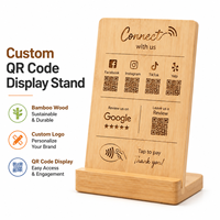 Support d'affichage personnalisé en bambou pour code QR, porte-panneau de paiement en bois pour restaurant, café, comptoir de vente au détail