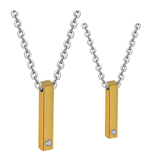 Pendentif en acier inoxydable avec sertissage de diamants, design géométrique, collier unisexe pour usage quotidien, surface lisse 3331 mm - Product Image 1