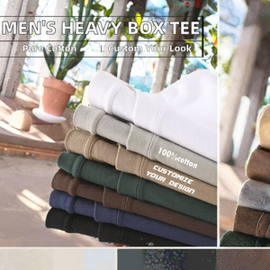 Custom Men's Solid Blank <b>Box</b> Tee T-Shirt 320 400GSM Heavyweight 100% Cotton Oversized <b>Drop</b> Shoulder Boxy Eco-Friendly Street - Product Image 2