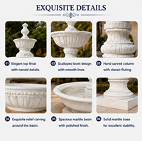 Fontaine de jardin en marbre à double couche de style européen BSA, sculptée à la main en pierre naturelle, pour villa, hôtel, cour.
