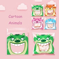 100 pièces/sac, sacs d'emballage alimentaire autocollants en forme de grande bouche de dessin animé, 4 en 1, pour biscuits, bonbons, chocolat