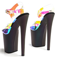 20CM / 8 pouces TPU supérieur femmes mode exotique haut talon plate-forme Peep Toe bride à la cheville sandale pôle chaussures de danse
