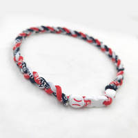 Collier tressé en titane pour le sport, style baseball, 3 cordes, vente en gros