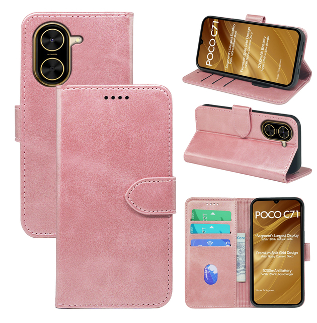 Magnetic Flip Phone Case for Xiaomi Poco C71 X7 Pro X8 Pro Max C85x 15 15S 15T 17T Pro 15 17 Ultra Wallet Card Holder and Stand