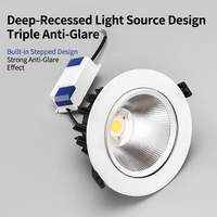 Spot encastré LED COB pour plafond, orientable, avec boîtier en aluminium, pour usage domestique et commercial
