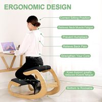 202405 chaise de genou à bascule chaise de Posture droite pour bureau à domicile méditation coussin en bois et en lin-chaise de bureau pour le cou arrière