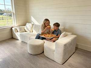 Sofá Modular en Forma de L, Color Blanco, Tipo Nube, Comprimido y Envasado al Vacío, Convertible, Otomano, para Sala de Estar o Escuela - Product Image 3