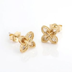 Xinfly 18K Pure Gold Car Flower <b>Small</b> Earrings Au750 Color Mini Fashion Hoop Earrings Light Gold K Gold Jewelry - Product Image 2