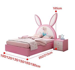 Letto a castello principessa maschio femmina per bambini moderna camera da letto cartone animato protezione ambientale letto corticale Guardrail legno di coniglio - Product Image 5