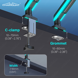 ขาตั้งจอคอมพิวเตอร์แบบแก๊สสปริง รองรับจอคู่ ปรับระดับได้ ใช้ได้กับจอ LCD สีดำ พร้อมระบบจัดการสายเคเบิล - Product Image 5