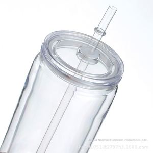 Vaso de Plástico Acrílico Transparente Libby de 16 oz, Libre de BPA, con Tapa de Color y Pajitas para Vinilos y Envolturas UV DTF - Product Image 3