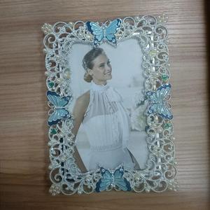 Zhengjiu Life Alloy Rose Photo <b>Frame</b> Square White Durable Wedding Home Decor Display Table Gift - Product Image 3