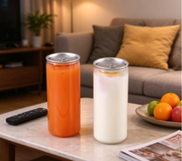 Canette en plastique PET transparente personnalisée de 250 ml, 330 ml, 500 ml avec couvercle à anneau de traction pour jus, soda, café, thé