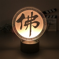 Lampe de Table LED en acrylique bouddha, cadeau de noël, décoration bouddhiste