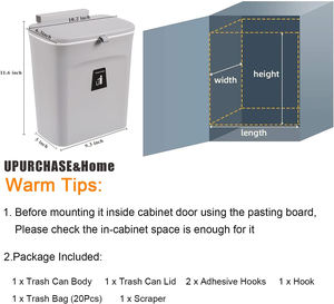 Poubelle à compost de cuisine de 9L gallon pour comptoir ou sous évier petite poubelle suspendue avec couvercle seau à compost intérieur montable - Product Image 2