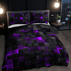 Juego de Ropa de Cama de 3 Piezas con Estampado Digital de la Serie Abstract Grid, Estilo Nórdico, Personalizable, con Funda Nórdica, Sensación Suave como la de Plumón, para Dormitorios y Habitaciones de Huéspedes - Product Image 3