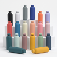 Bouteille d'eau moderne en acier inoxydable gris avec couvercle en bambou, anti-fuite, réutilisable, grande capacité, gourde de sport pour le bureau et l'école