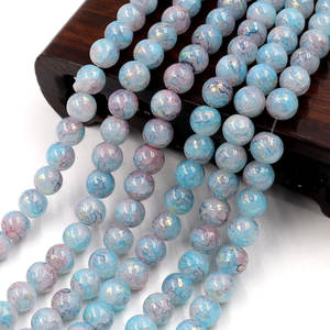 Cuentas de cristal <span class=keywords><strong>Chamilia</strong></span> de 8mm al por mayor, cuentas sueltas brillantes transparentes craqueladas de cristal mixto rosa y azul para caja de joyería - Product Image 1