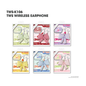 Auriculares inalámbricos TWS-K106 BT 5.4 con bonito llavero con colgante de lazo y estuche protector de silicona - Product Image 2