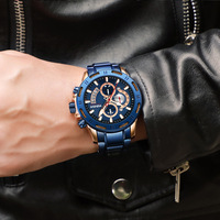 Montre sport multifonction pour homme Asia Time Foreign Trade, grand calendrier, étanche, quartz, acier inoxydable, aiguilles, 30 m d'étanchéité