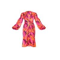 Robe longue à manches longues pour femmes grandes tailles, imprimé floral, nouée à la taille, robe maxi élégante à manches lanternes plissées