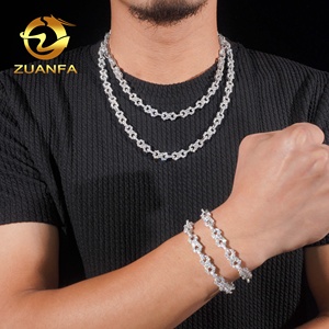 Kalung Rantai tanpa batas Moissanite penguji Berlian Berlian <span class=keywords><strong>Silver</strong></span> Pass 8.5mm 925 produk baru - Product Image 5