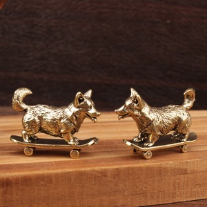 1 Buah Patung Zodiak Anjing Kecil Papan Geser Perunggu Lucu Hadiah Dekorasi Mini Kerajinan Ornamen Anjing Kecil - Product Image 5