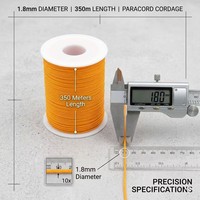 Micro-paracorde 1,8 mm, bobine de 350 m, cordon de macramé fin tressé et enduit, haute ténacité, pour confection de vêtements, bricolage, pêche, camping, carillon éolien