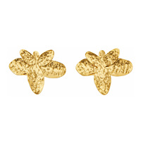Anting-anting liontin bunga logam tempa gaya Prancis, baja tahan karat lapis emas 18k F069, anting wanita serbaguna