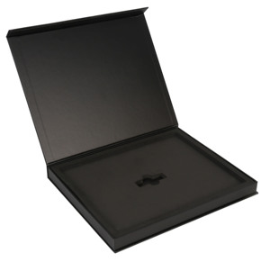 Flap cardboard magnetic gift box black photo presentation paper box wedding usb packaging box with foam insert