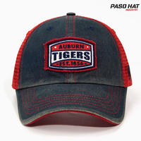 Gorra Trucker de Malla Desgastada de 5 Paneles con Logotipo Personalizado, Gorra de Béisbol Vintage de Lona Bordada con Cierre a Presión