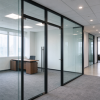 Porte intérieure en verre à ossature en acier, porte battante en acier au carbone ignifugé pour entrée de bureau