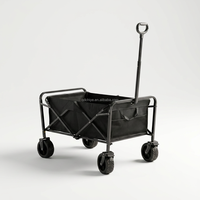 Chariot de camping pliable robuste avec poignée réglable, grande capacité, conception à quatre roues en fer pour les courses en extérieur