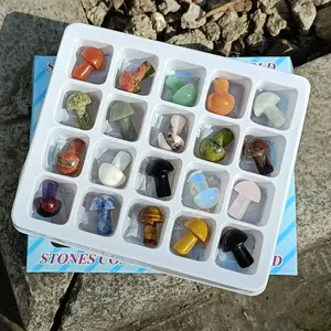 Caja de regalo de seta de amatista de carga mixta de hongo de cristal tallado de piedras naturales para recuerdo