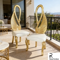 Chaises de mariage de luxe au style unique, finition dorée, pour la mariée et le marié, utilisées lors d'événements