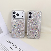 Coque de téléphone en TPU époxy avec paillettes et sequins pour iPhone 17 Pro Max, style coréen, tendance, antichoc, design simple, compatible avec iPhone 16 Plus, 15, 14