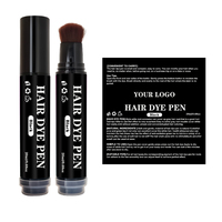 Pena Pewarna Rambut Label Pribadi Logo Kustom, Penutup Uban di Akar Rambut, Hitam Coklat Tua Coklat Alami, Kuas Pewarna Rambut