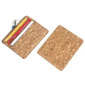 Custom Vegan Solid Color Minimalist Credit Card Cover Eco Friendly Cork Leather Credit Card Holder Wallet