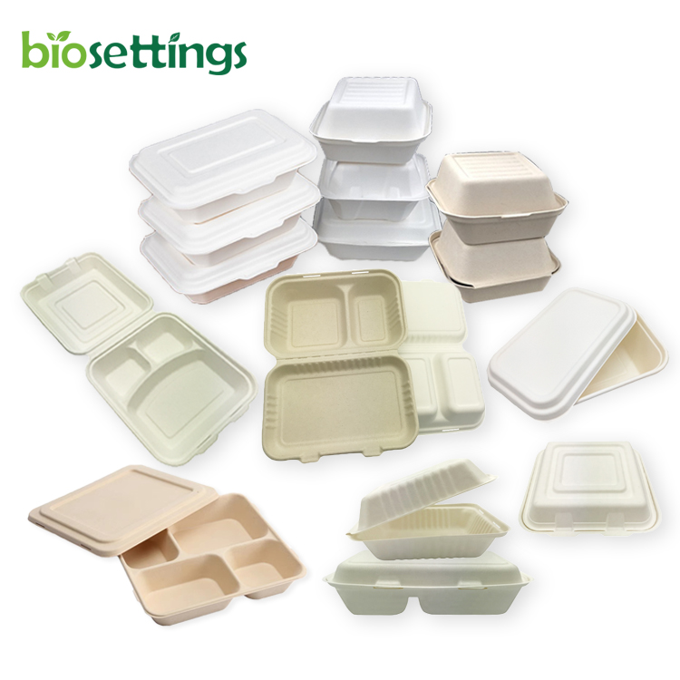 Biodegradable clamshell boxes packaging food containers takeout cake hamburger disposable compostable biodegradable clamshell