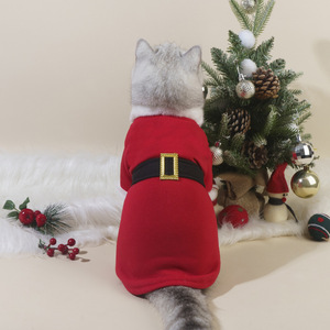 Christmas Pet Cat Dog <b>Costume</b> Red Santa Suit Winter Autumn Coats Jackets Solid Polyester <b>Transformation</b> <b>Costume</b> - Product Image 1