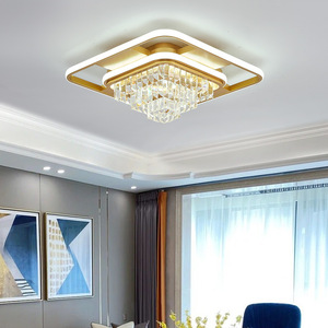 <span class=keywords><strong>Plafonnier</strong></span> encastré pour l'intérieur, éclairage domestique, lumière naturelle blanche, cristal doré, rond, rectangulaire, pour salon - Product Image 2