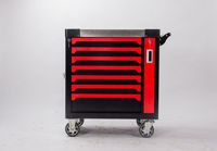 Chariot à outils robuste en acier inoxydable OEM à 7 tiroirs avec roulettes et coffre, 258 pièces