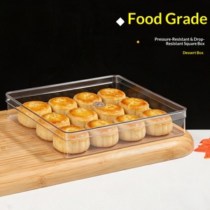 Boîte plate carrée résistante aux chutes, boîte d'emballage pour pâtisserie papillon, boîte d'emballage pour biscuits en plastique transparent, fond givré - Product Image 2