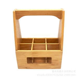 Wooden Beer Carrier 6 Bottle Portable Liquor Holder <b>Bar</b> <b>Tool</b> - Product Image 5