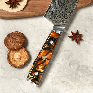 Pisau dapur Amber Damaskus 73 Lapis pisau Kiritsuke Jepang dengan pegangan kayu Resin - Product Image 3