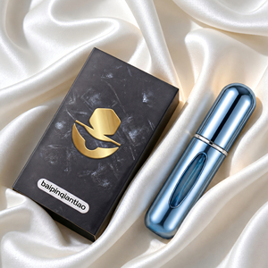 Flacon vaporisateur de <span class=keywords><strong>parfum</strong></span> ovale en aluminium noir et bleu rechargeable de 5 ml, mini flacon de <span class=keywords><strong>parfum</strong></span> de voyage avec boîte - Product Image 2