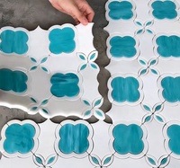 Ubin Mosaik Lantai Dinding Latar Belakang Dekorasi Rumah Pakaian Kerja Kelas Atas Desain Retro Minimalis Italia Marmer Kaca Biru Muda